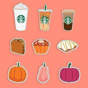 12 Starbucks Sticker Pack Fall Bundle GLOSSY